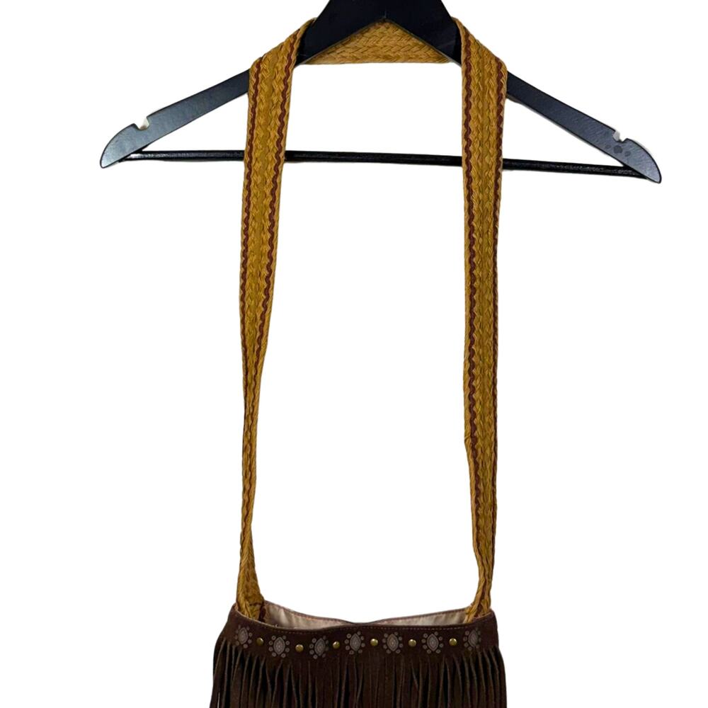 Brown Suede Fringe Purse Boho Layers Bag Shoulder Long Strap Festival Western - Picture 5 of 10